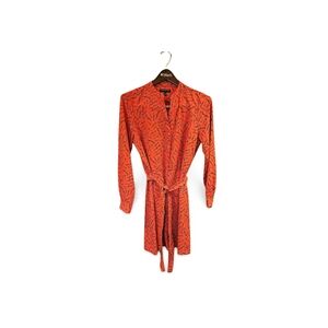 Banana Republic Red and Black Long Sleeve Wrap Tie Front Dress